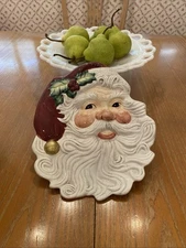 Fitz and Floyd Omnibus Santa Face 9.5" Plate / Wall Hanging Vintage LKNU