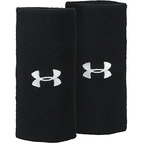 Under Armour Adult 6-inch Performance Wristband 2-Pack , Black (001)/White , One