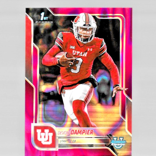 Devon Dampier 1st Bowman Pink Lava Refractor!! 2025 Bowman U Chrome #3 - Utah QB