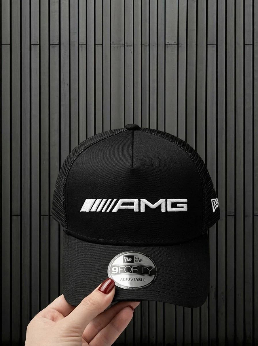 AMG New Era 9FORTY Trucker Hat Black Mesh Adjustable Snapback