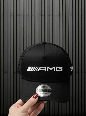 AMG New Era 9FORTY Trucker Hat Black Mesh Adjustable Snapback
