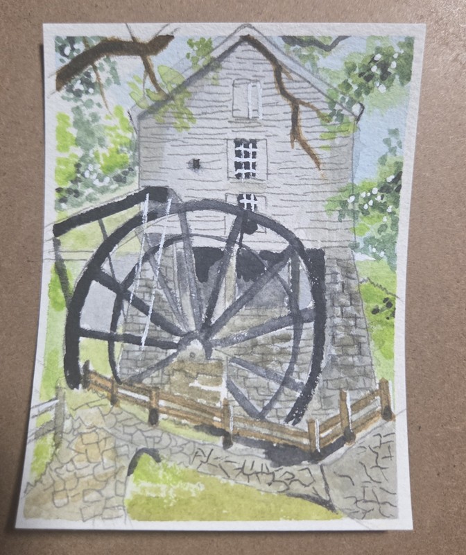 Mill Springs Mill Watercolor ACEO Art Card