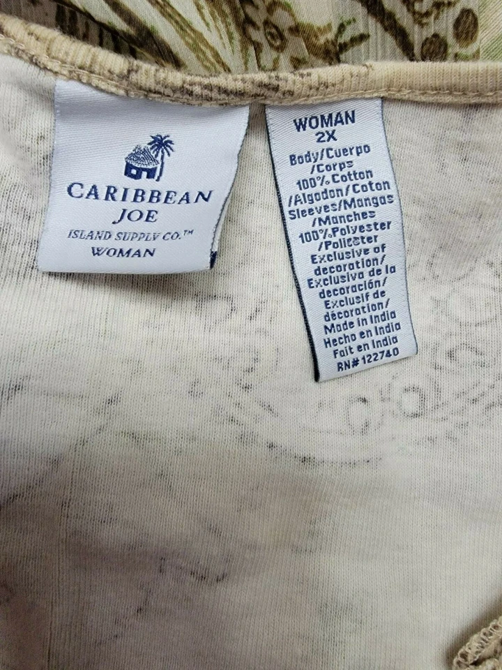 Caribbean Joe женская рубашка блузка размер 2 X многоцветный цветочный - Изображение 2 из 4