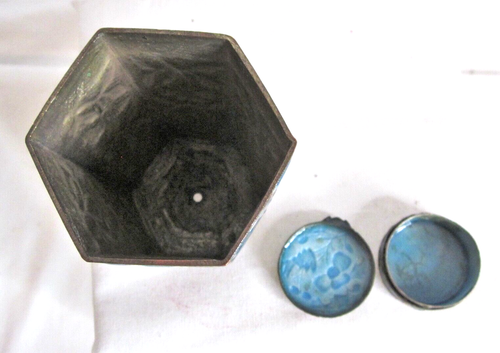2 chinesische Emaille kleine Pillendose & daoistische Glocke Teil Vintage zum Reparieren - Bild 8 von 8