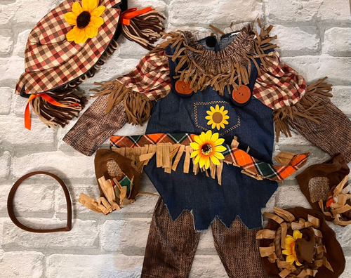 Halloween Baby Scarecrow Costume 6–12 Months Fall Harvest Outfit pictures - Picture 7 of 20