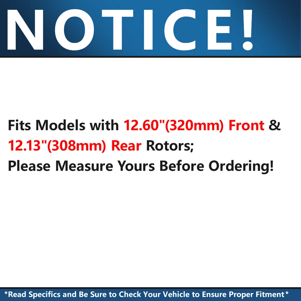 Pastilla de freno de rotor de disco delantero y trasero de 12,13" de 12,60" para Infiniti EX35 G25 G37 370Z Foto 3 de 4