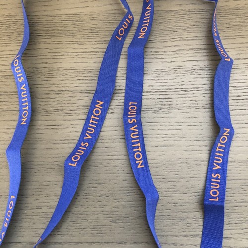 Authentic LOUIS VUITTON Blue with Orange Logo Gift Ribbon 44” Long x 1/2” Wide - Picture 13 of 13
