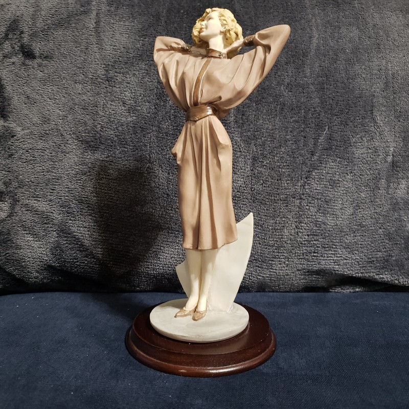 Arnart Girl In Brown Dress 10 3/8" Tall Signed "Odielle" 1983
