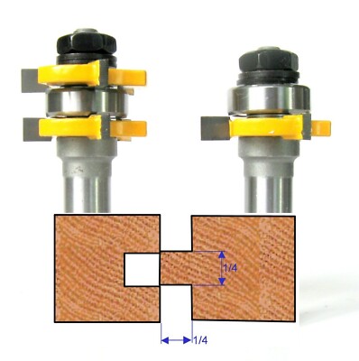 2 pc 1/2'' Sh Cutting Depth 1/4'' Tongue & Groove Joint Assembly Router Bit Set S