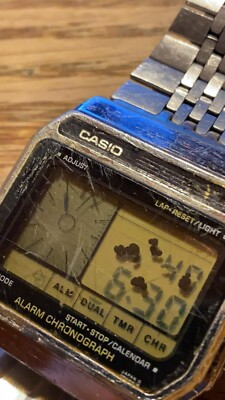 RARE LCD CASIO AX-210 ALARM CHRONO WATCH DUAL TIME RUNNING FOR