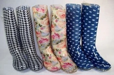 Ladies / Girls Rain Boots For Rain, Mud, Or Snow, Choice of 3 Patterns, 6 Sizes 