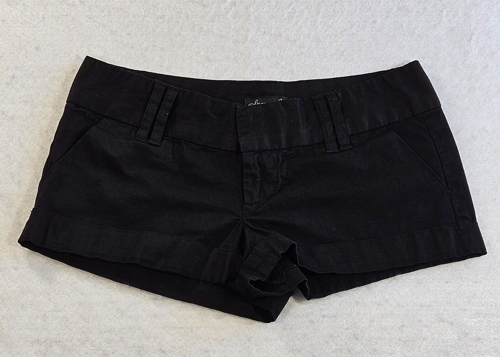 Spacegirlz Y2K Cuffed Shorty Shorts Juniors Sz 5 Black 2000sfashion Hot Pants