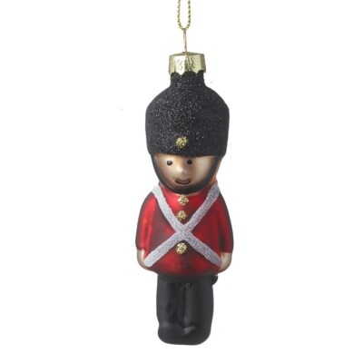 Heaven Sends Novelty Glass Solider with Glitter Hat Christmas Tree Decoration