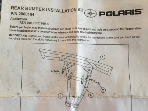 Hardware Kit 2880164-H Bumper Mounting Bracket 2014 RZR 900 S Polaris OEM - Picture 3 of 4