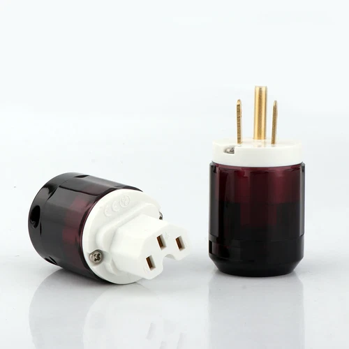 Paar Gold/Rhodiniert US AC Audio Netzstecker IEC C15 HiFi Stromkabel Stecker - Bild 10 von 31