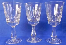 3 Waterford Crystal "Rosslare" Claret Wine Glasses 6", Vertical Diamond Cuts