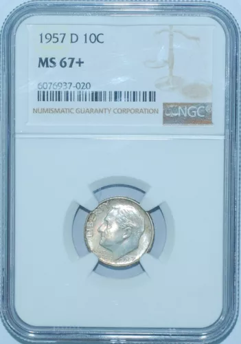 1957 D NGC MS67+ Roosevelt Silver Dime