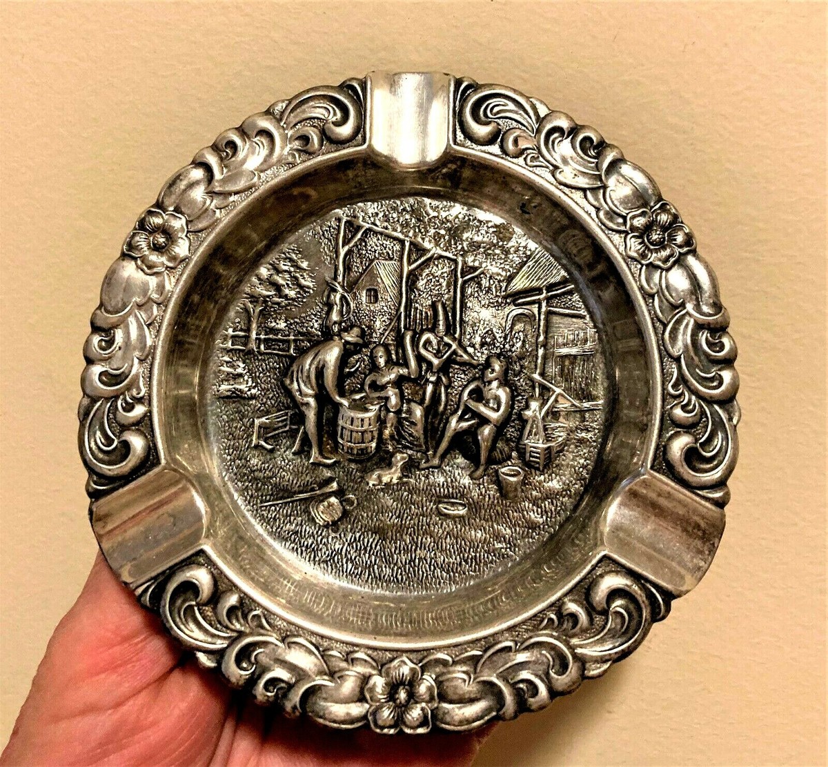 Antique Repousse Denmark Hans Jensen Fish Mark Silver Ash Tray | eBay