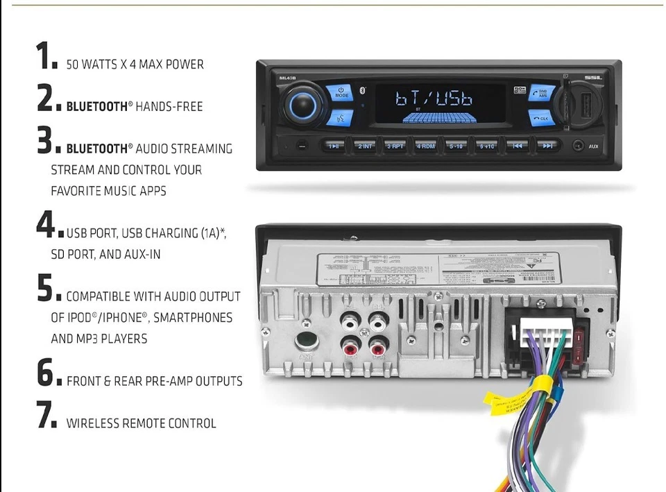 Radio estéreo para automóvil Ford Mustang ML43B 1994-2000 Bluetooth MP3/AM/FM (sin CD) Foto 4 de 4