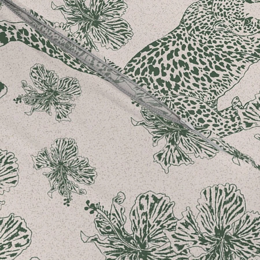 Hermosos bocetos de tigre verde ropa de cama impresa funda nórdica o almohada falsa Foto 4 de 4