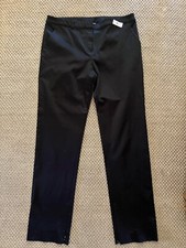 ST. JOHN Evening Black Satin Pants 10 Stretch Silk Blend w/ Pockets Ankle Zip