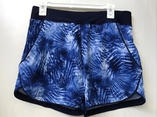 Lands' End Regular 5" Quick Dry Elastic Waist Swim Shorts Tie Dye Palm Pockets 8