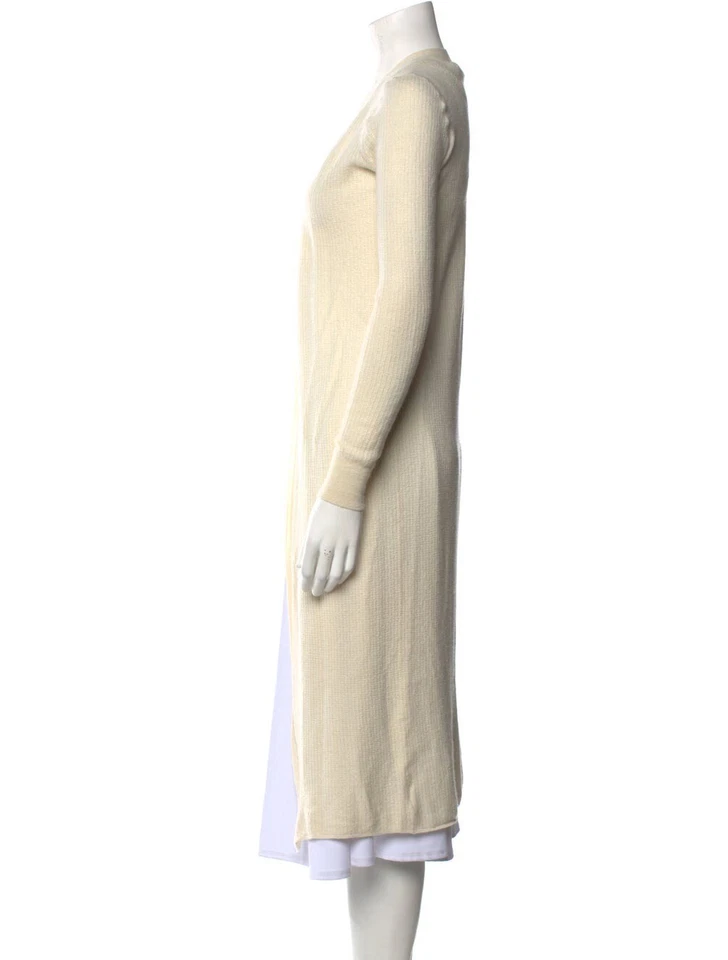 Theory Long Oatmeal Cream 100% Cashmere Open Cardigan Size p - Image 3 of 4