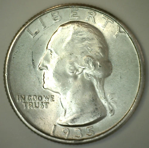 1935 Washington Silver Quarter BU Uncirculated 25c Coin Twenty Five Cents