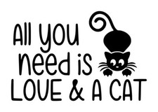 Cat And Love Decal 1 4"x6" Choose Color