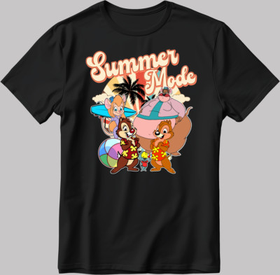 Sommermode Chip'n Dale kurzärmeliges weiß-schwarzes Herren-Damen-T-Shirt C519