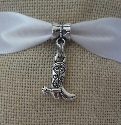 Stivali cowgirl stivali western pendenti ciondolo perline argento per bracciale stile europeo - Foto 5 di 5