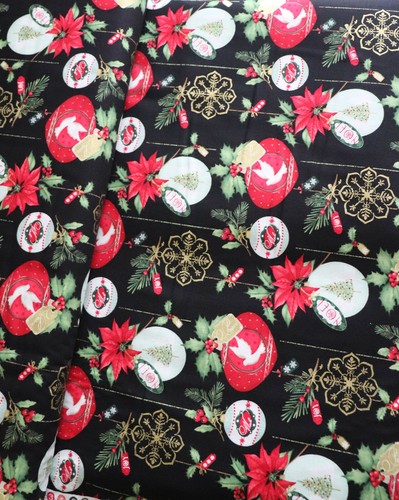 Studio E Christmas Village quilting Cotton Fabric w/Metallic BTY or BTHY Black - Picture 4 of 6