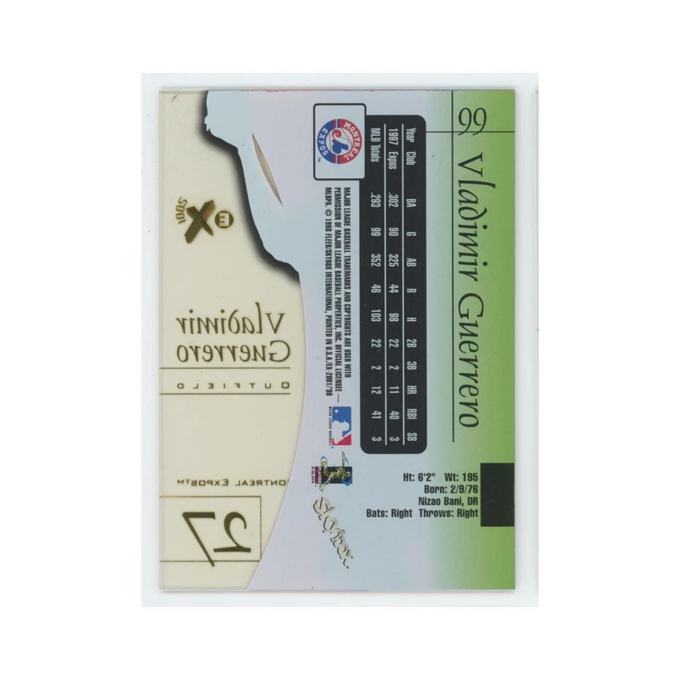 Vladimir Guerrero 1998 SkyBox E-X2001 acetato #99 Montreal Expos casi nuevo Foto 2 de 3