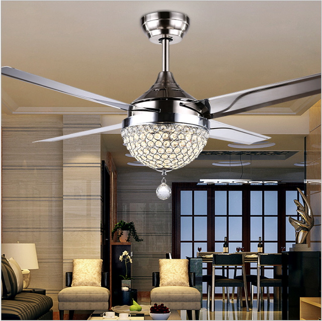 Tropicalfan Crystal Modern Ceiling Fan Remote Control Home