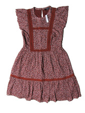 New Madewell Cottage Garden Wrap Midi Dress Size XXS Floral Red/Brown $128
