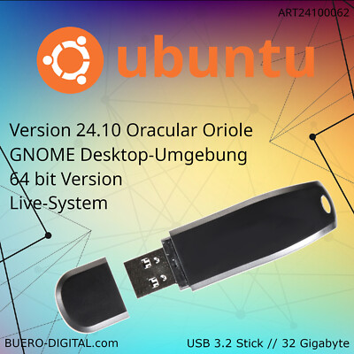 Ubuntu 24.10 GNOME - Live-USB-Stick - Smart. Effizient. Sicher.
