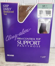 Vintage Sears Cling-alon Step Lively Support Pantyhose Size C Sandstone