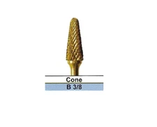 BesQual B-3/8 Cone Lathe Carbide Bur 1/4" Shank, Titanium Nitrite Coated 1/Pk