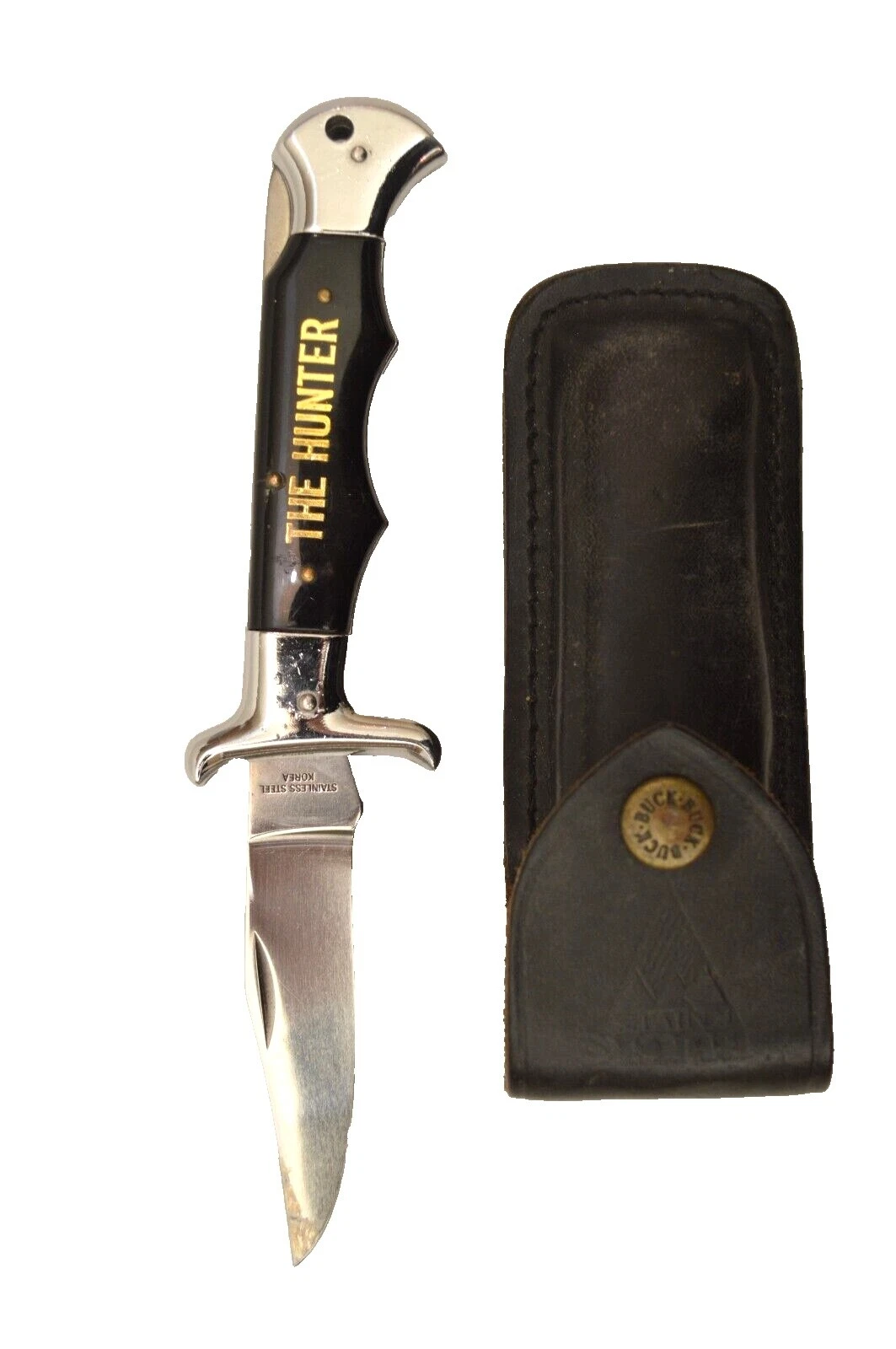 Stainless Steel Blade Leather Handle Collectible Vintage Folding Knives