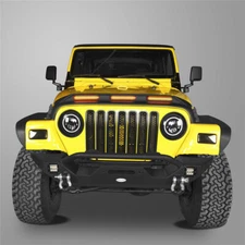 Hood Protector Stone Guard Bug Deflector w/LED Lights Fit Jeep Wrangler TJ 97-06