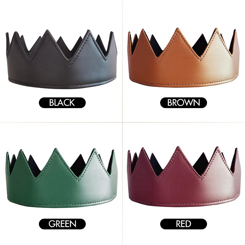 Средневековый король Crown готический панк обруч для волос PU кожаный регулируемый головной убор костюм - Изображение 3 из 4