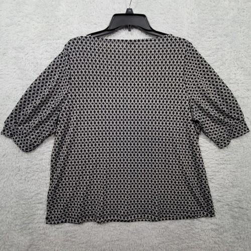 H&M Shirt Womens Large Black White Geometric 1/2 Sleeve Boat Neck - Picture 2 of 8
