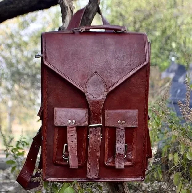 Leather Backpack Bag Laptop Genuine Satchel Rucksack Messenger Men's New Travel