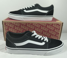 Vans Ward Men's Size 8.5 Suede Canvas Shoes VN0A36EMC4R Black White Sneakers