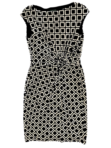 Ralph Lauren Sheath Dress Size 12 Black Twist Knot Sleeveless Geometric Print