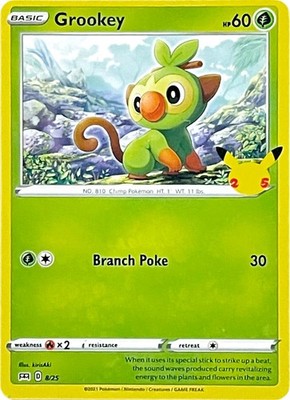 Grookey - 8/25 M21 008/025 Pokémon McDonald's 25th Anniversary Promos Promo E...