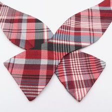 Michelsons Bow Tie Red Black Plaid 2.25" Wide Self Tie Silk