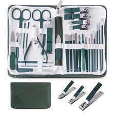 WOAMA 30-Piece Pedicure Kit Manicure Tools Nail Clipper Set with Green Travel...