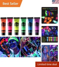 Glow in Dark Face Body Paint UV Blacklight Neon Fluorescent .34oz Set of 6 Tubes