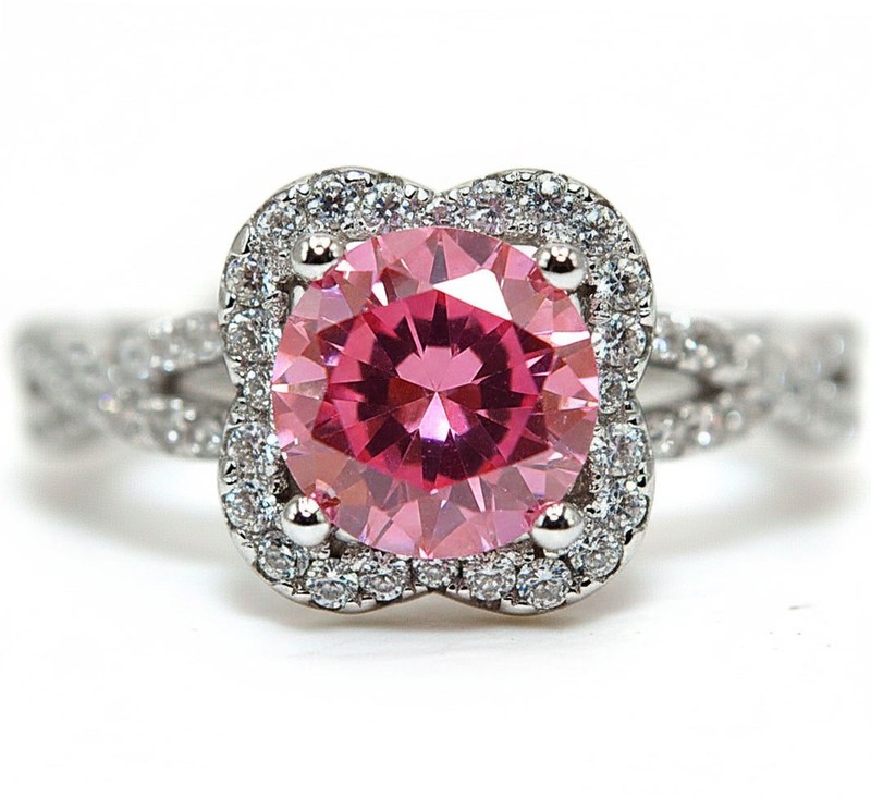 1CT Heat Treated Pink Topaz 925 Solid Genuine Sterling Silver Ring Sz 8 MM5-7